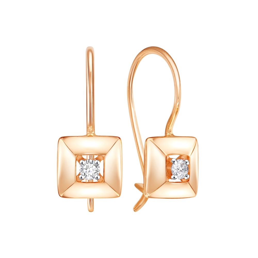 

Серьги из красного золота 585Gold 602001483, фианит, 602001483