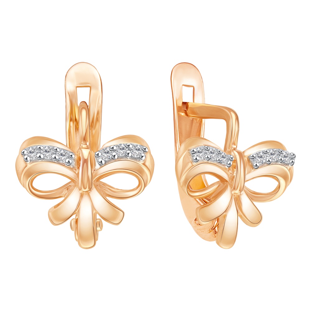

Серьги из красного золота 585Gold 602001525, фианит, 602001525