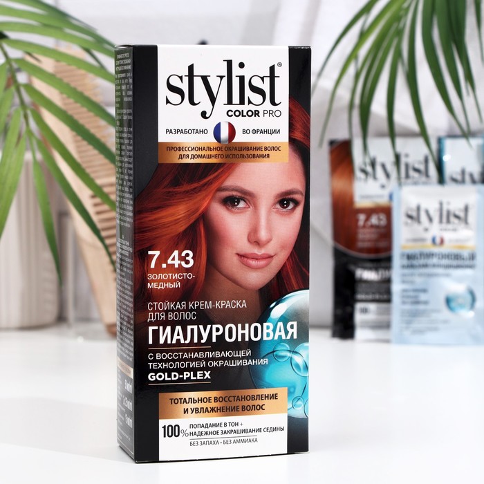 

Стойкая крем-краска STYLIST COLOR PRO Гиалуроновая, золотисто-медный, 115 мл