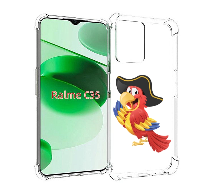 

Чехол MyPads попугай-пират для Realme C35 / Narzo 50A Prime, Прозрачный, Tocco
