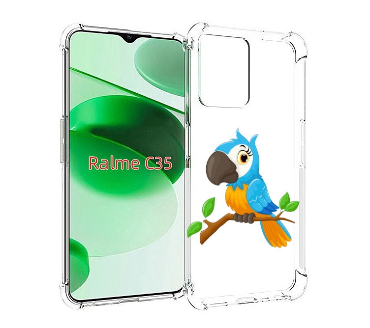 

Чехол MyPads попугайчик детский для Realme C35 / Narzo 50A Prime, Прозрачный, Tocco
