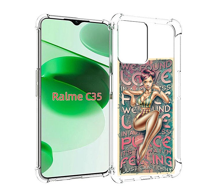 

Чехол MyPads постер-рианна для Realme C35 / Narzo 50A Prime, Прозрачный, Tocco
