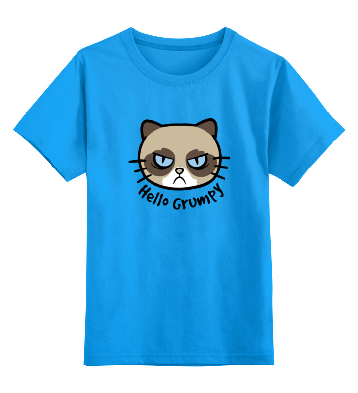 

Футболка детская Printio Hello kitty x grumpy cat цв. голубой р. 140, Hello kitty x grumpy cat