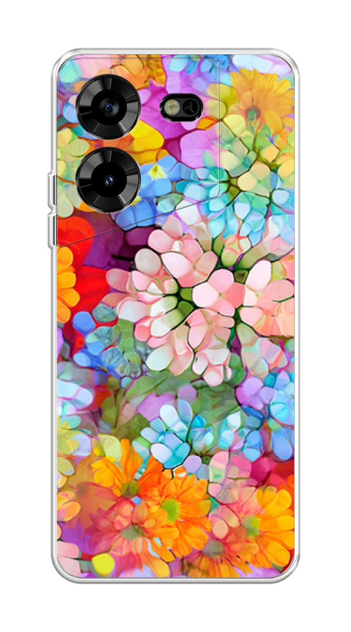 

Чехол на Tecno Pova 5 "Цветы витраж", Оранжевый;розовый;голубой, 303950-3