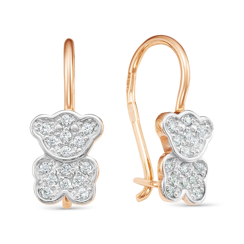 

Серьги из красного золота 585Gold 602001615, фианит, 602001615