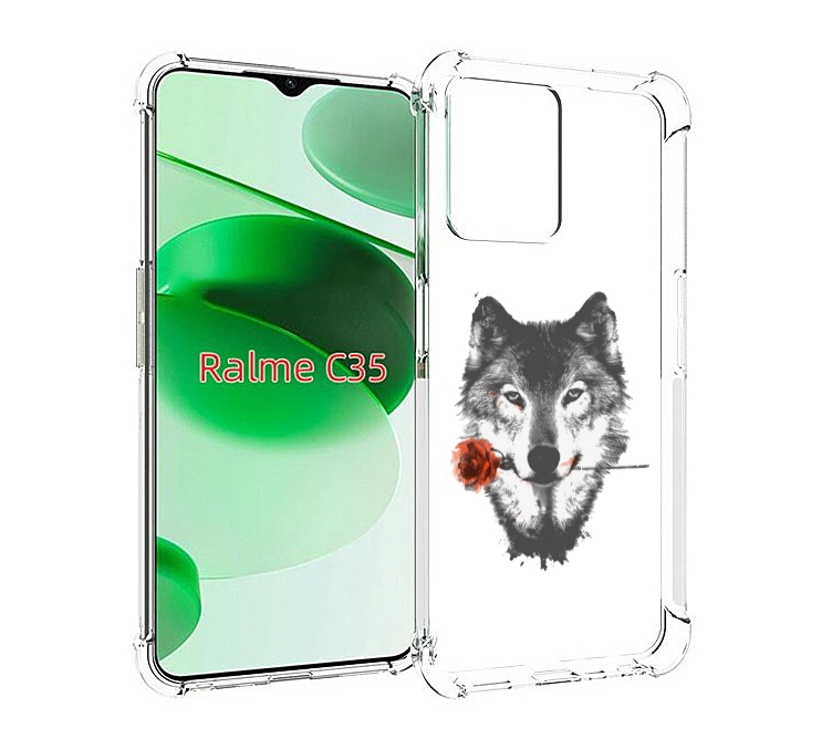 

Чехол MyPads волк с розой для Realme C35 / Narzo 50A Prime, Прозрачный, Tocco