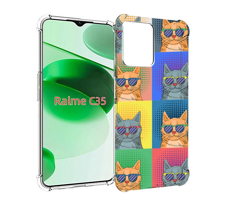 

Чехол MyPads разноцветные-коты для Realme C35 / Narzo 50A Prime, Прозрачный, Tocco