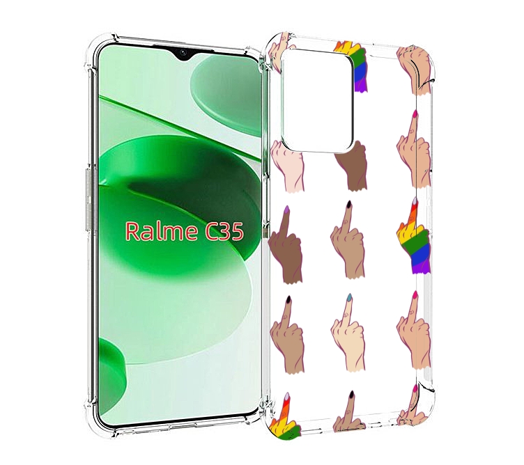 

Чехол MyPads разноцветные-руки для Realme C35 / Narzo 50A Prime, Прозрачный, Tocco