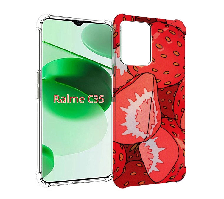 

Чехол MyPads рисованная-клубника для Realme C35 / Narzo 50A Prime, Прозрачный, Tocco