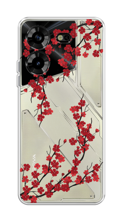 

Чехол на Tecno Pova 5 "Красная сакура", Красный;черный, 303950-2