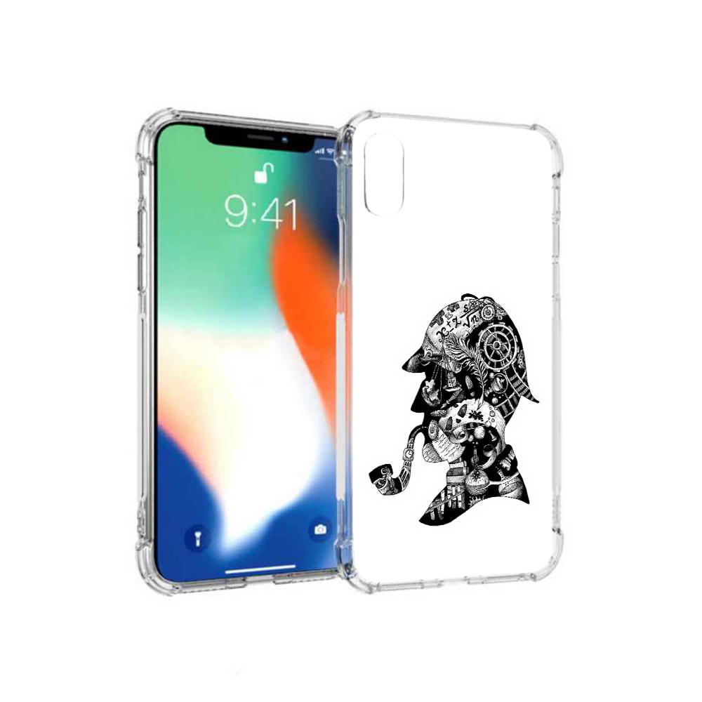 

Чехол MyPads Tocco для Apple iPhone XS Max мужчина с трубкой абстракция (PT117540.614.488), Прозрачный, Tocco