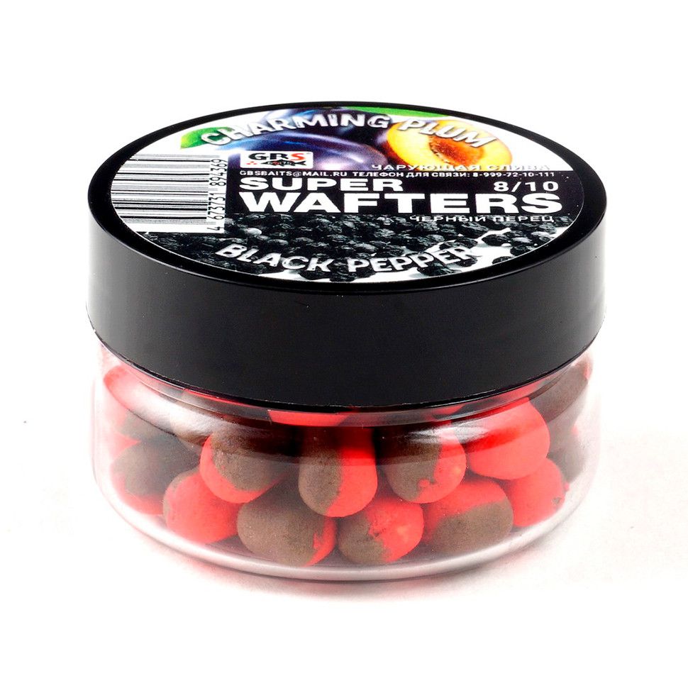 

Вафтерсы GBS BaITS Super Wafters 8x10 мм 66 гр Чарующая Слива и Черный Перец, Super Wafters 8x10 мм