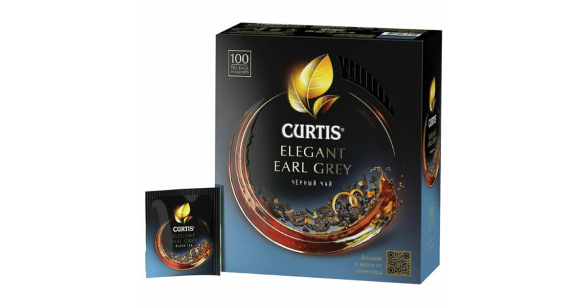 

Чай черный в пакетиках CURTIS Elegant Earl Grey, с бергамотом, 100 пакетиков