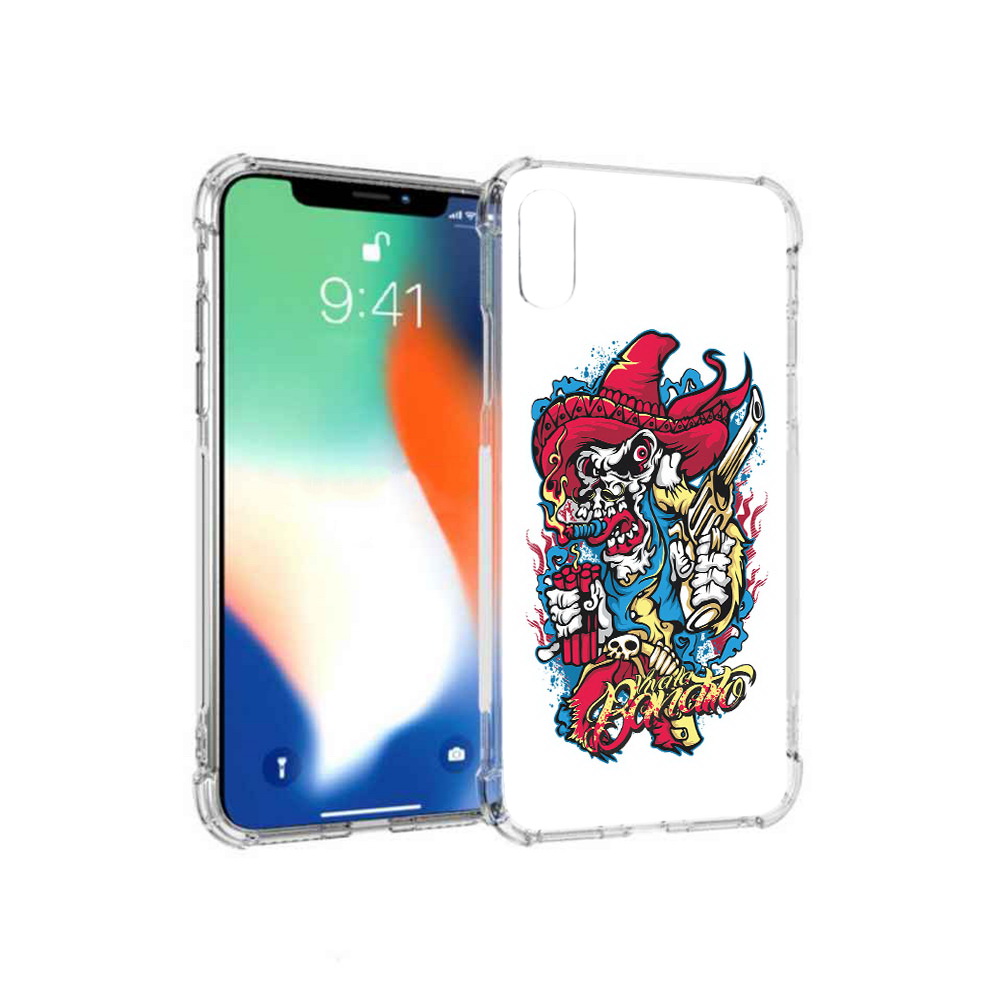 

Чехол MyPads Tocco для Apple iPhone XS Max нарисованный скелет с писталетом, Прозрачный, Tocco