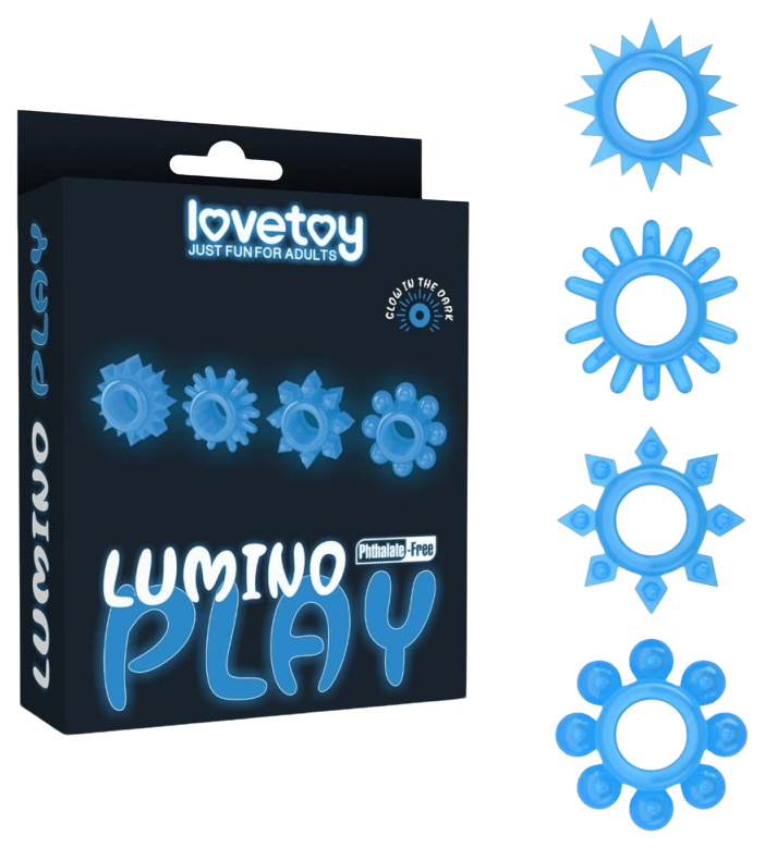 фото Набор колец-стимуляторов lovetoy lumino play голубые светящиеся в темноте 4 шт