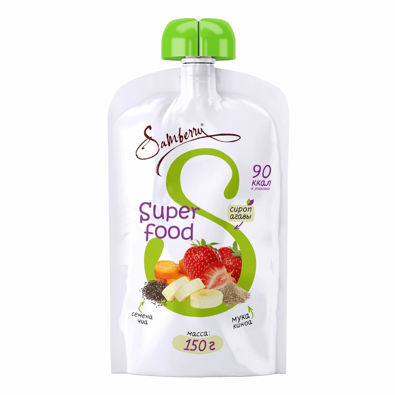

Пюре Samberry Super Food клубника-банан-морковь с 3 лет 150 мл