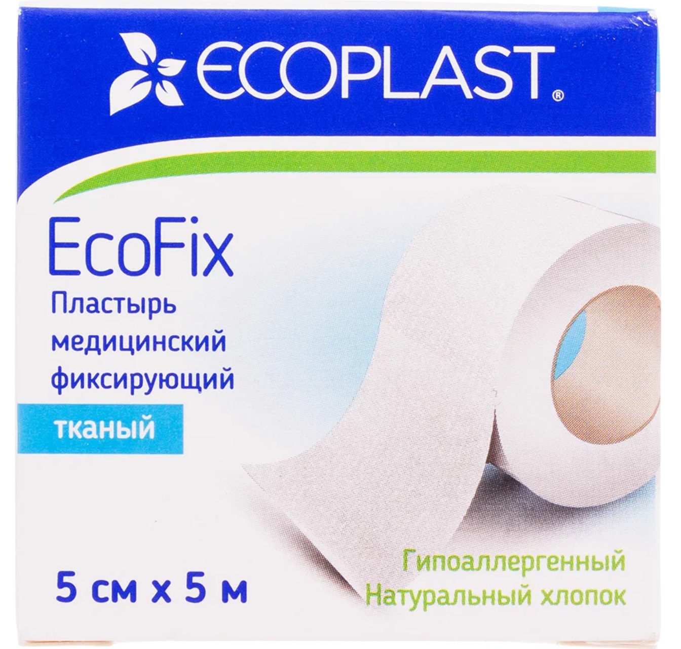 

Пластырь Ecoplast EcoFix тканый фиксирующий 5 смх5 м, Белый