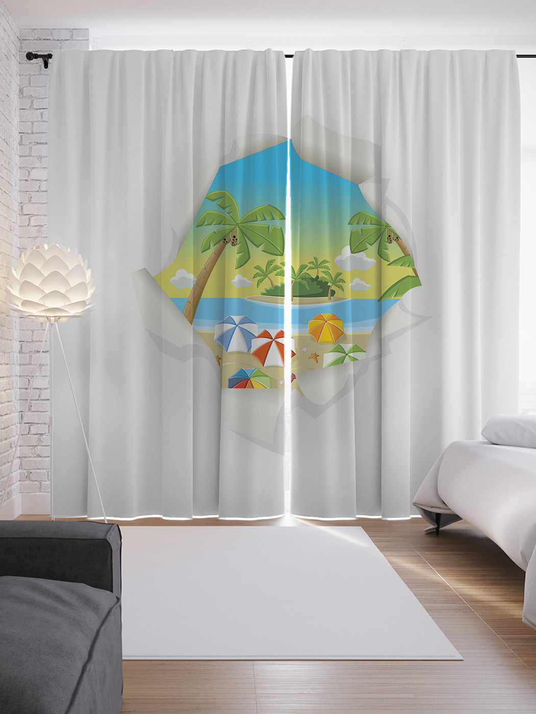 

Шторы JoyArty с фотопечатью "Подсмотренный пляж" из сатена, 290х265 см, Подсмотренный пляж