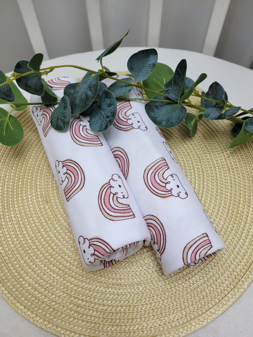 Набор пелёнок из интерлока Розовые радуги 2шт 90x100см