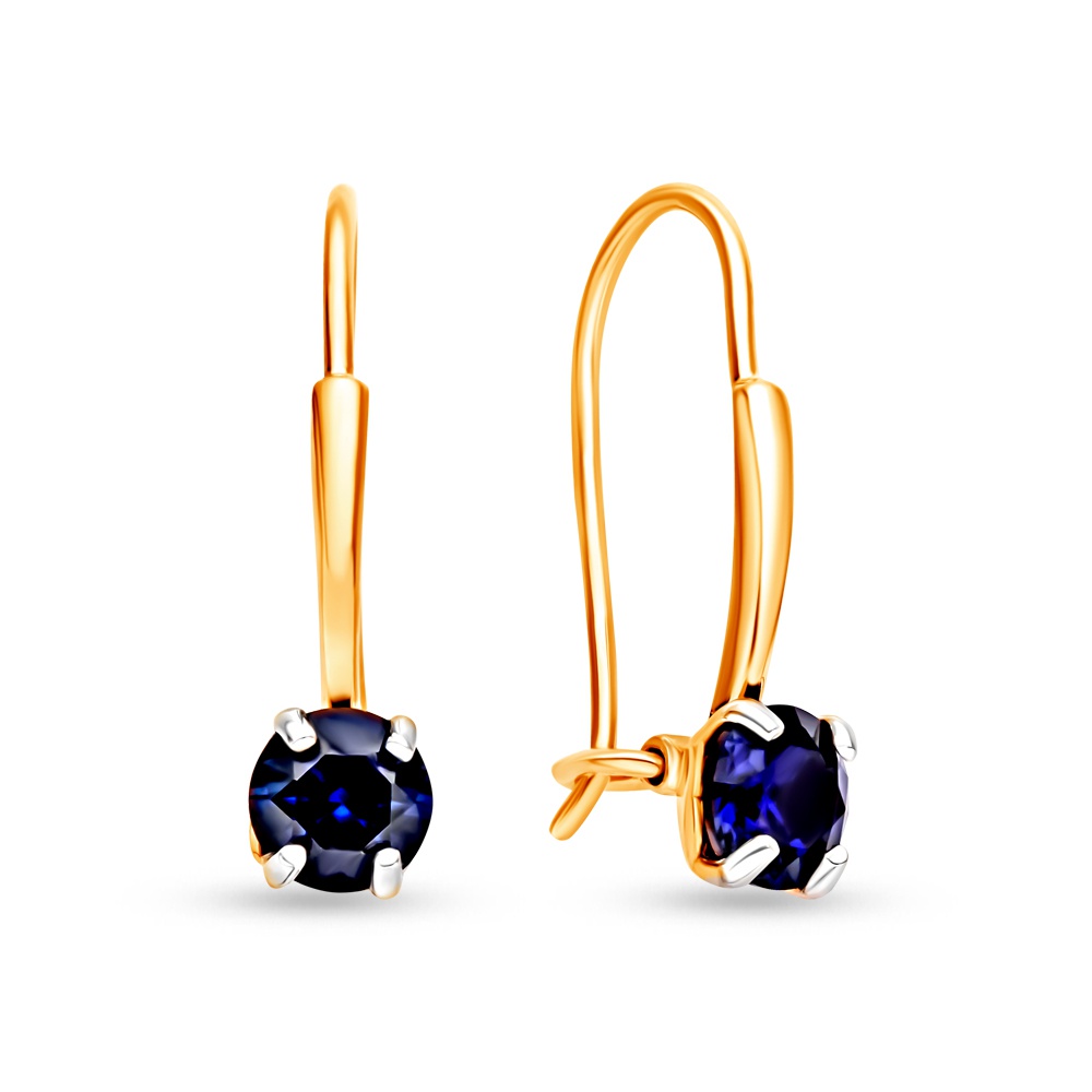 

Серьги из красного золота 585Gold 102008391, сапфир искусственный, 102008391