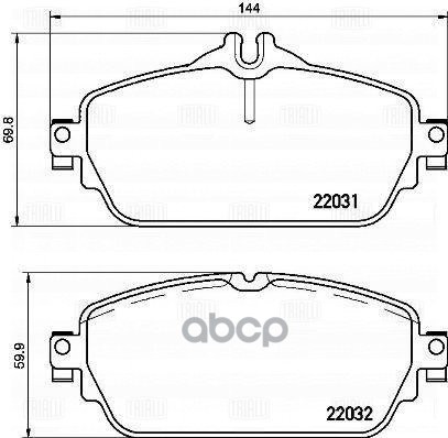 

Колодки Тормозные Mercedes W205 14- Передние L 144мм. С Датч. Trialli арт. PF4150