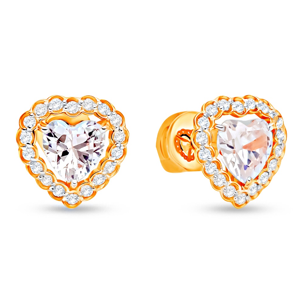 

Серьги пусеты из красного золота 585Gold 302006856, фианит, 302006856