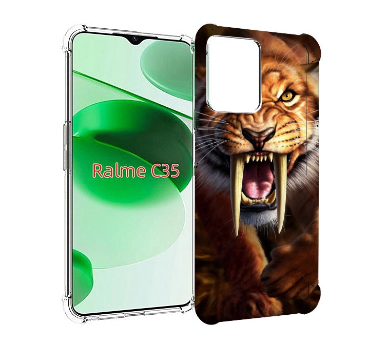 

Чехол MyPads саблезубый злой тигр для Realme C35 / Narzo 50A Prime, Прозрачный, Tocco