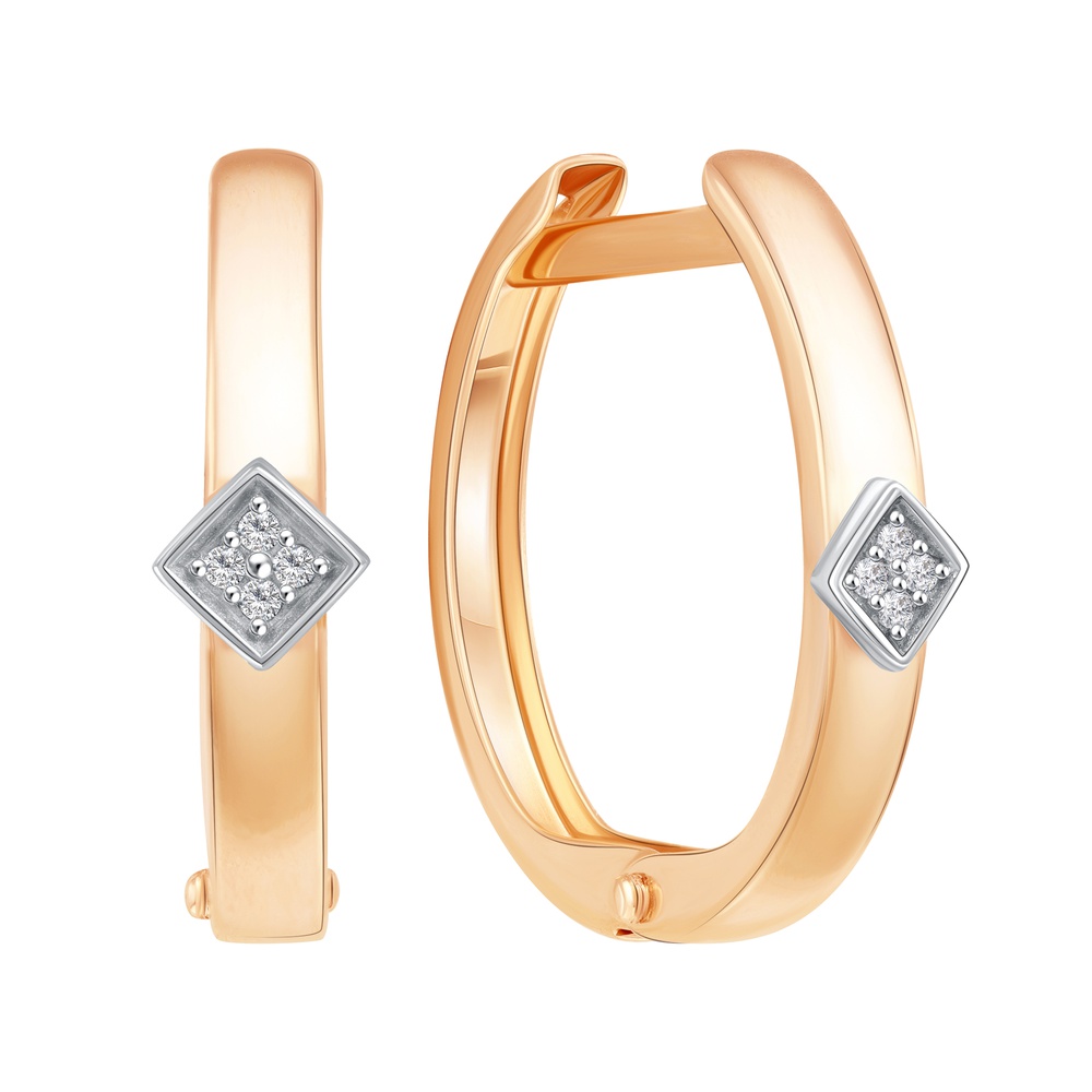 

Серьги конго из красного золота 585Gold 302006930, фианит, 302006930