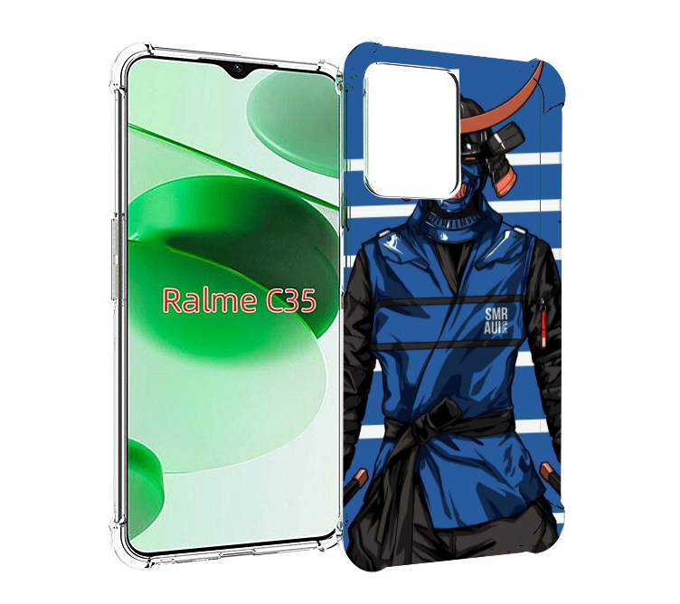 

Чехол MyPads самурай в синей форме для Realme C35 / Narzo 50A Prime, Прозрачный, Tocco