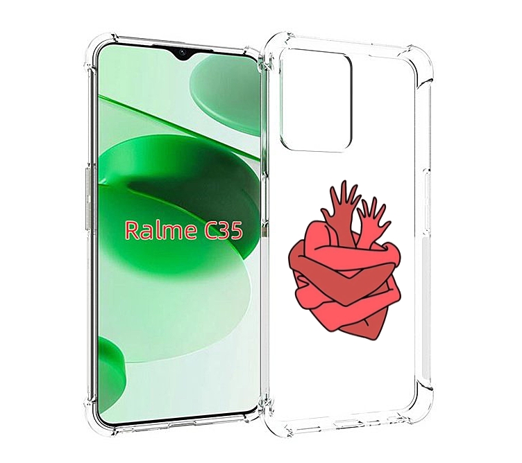 

Чехол MyPads сердце из ручек для Realme C35 / Narzo 50A Prime, Прозрачный, Tocco