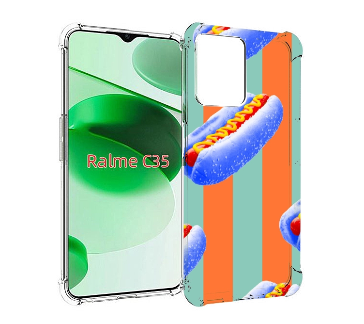 

Чехол MyPads синие хотдоги для Realme C35 / Narzo 50A Prime, Прозрачный, Tocco