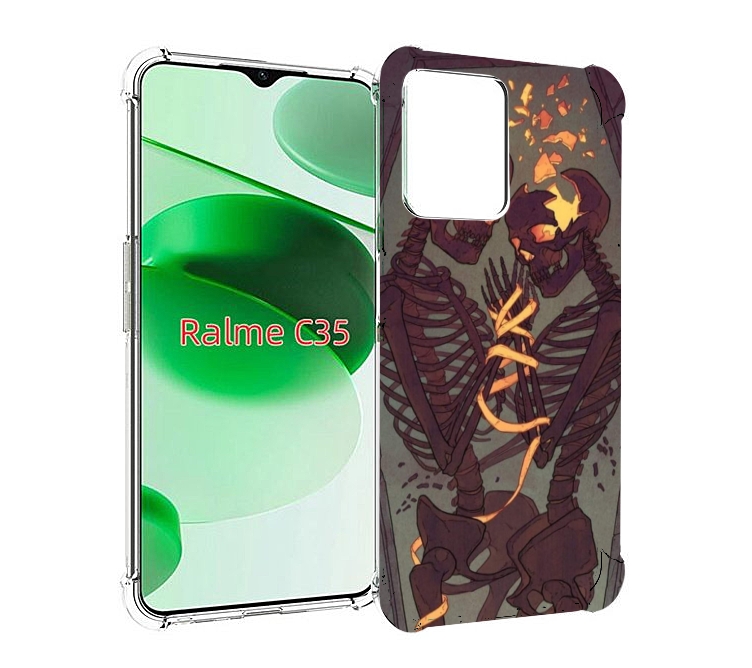 

Чехол MyPads скелеты в гробу для Realme C35 / Narzo 50A Prime, Прозрачный, Tocco