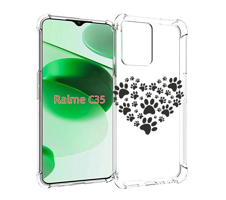 

Чехол MyPads следы-в-сердечке для Realme C35 / Narzo 50A Prime, Прозрачный, Tocco