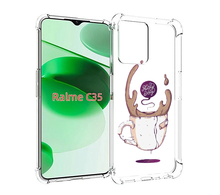 

Чехол MyPads сломанный стаканчик для Realme C35 / Narzo 50A Prime, Прозрачный, Tocco