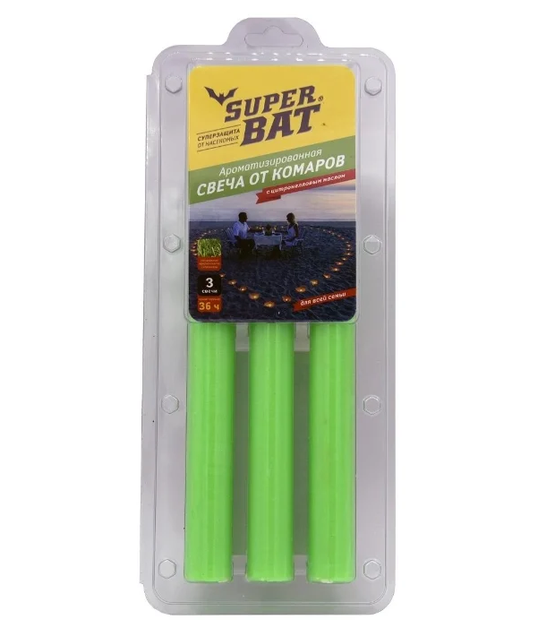 Антимоскитная свеча цитронелла SuperBAT 3 шт.