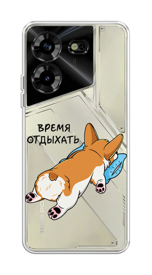 

Чехол на Tecno Pova 5 "Корги отдыхает", Черный;коричневый;голубой, 303950-1