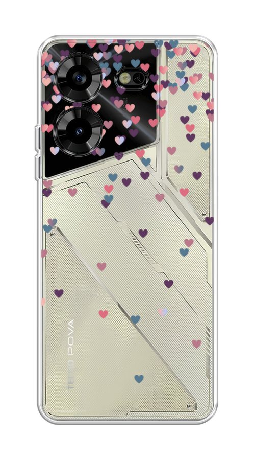 

Чехол на Tecno Pova 5 "Посыпка сердечки", Розовый;фиолетовый, 303950-3