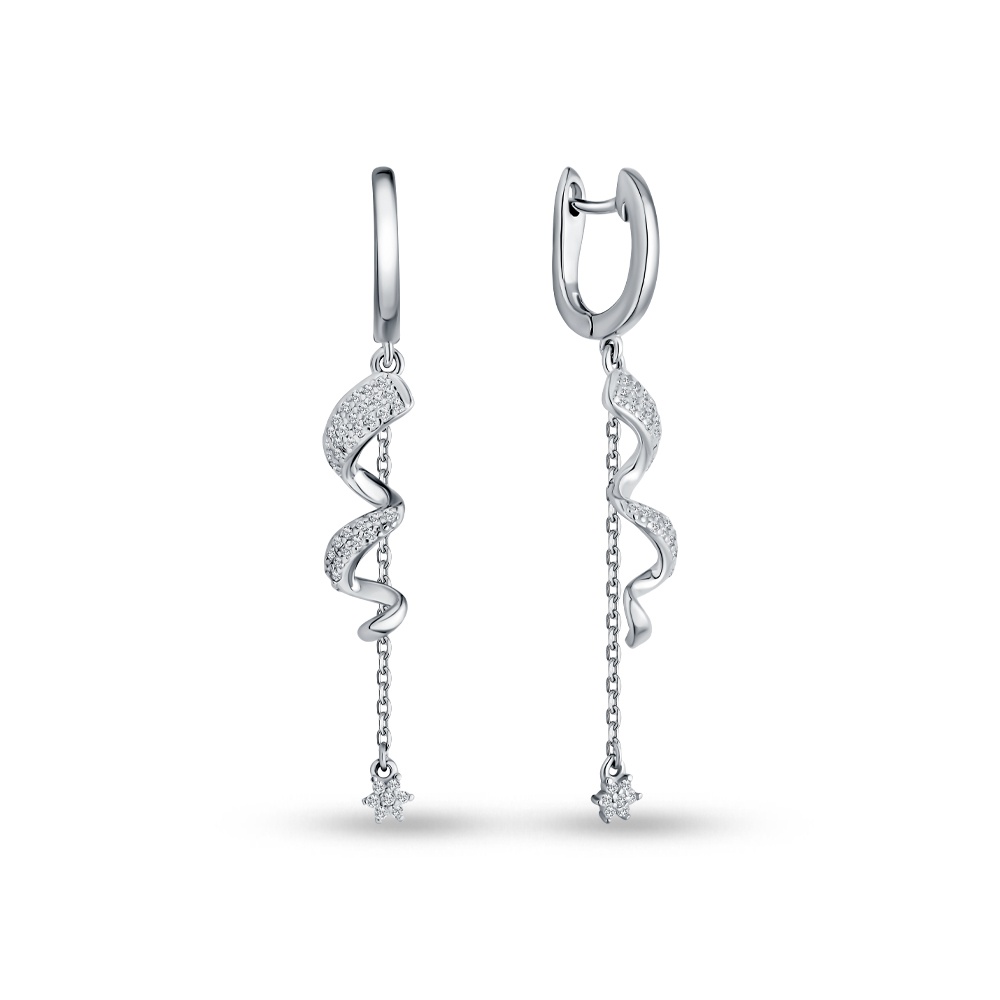 

Серьги подвески из серебра 585Gold 799000116, фианит, 799000116
