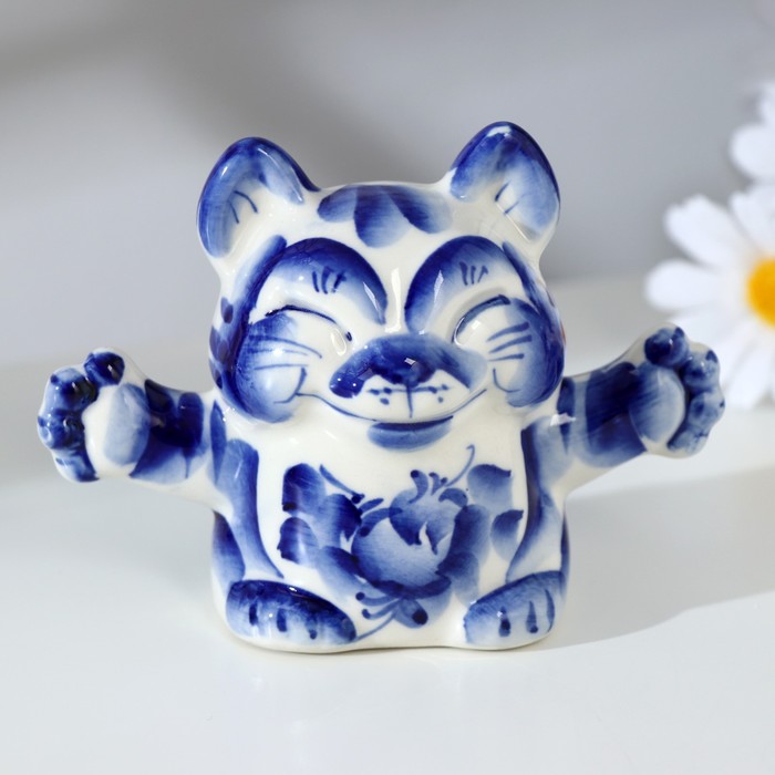 

Сувенир "Кот Вий", гжель, Белый;синий