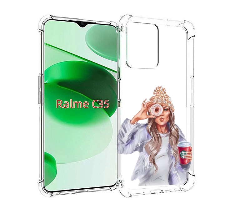 

Чехол MyPads современная-девушка-в-свитере женский для Realme C35 / Narzo 50A Prime, Прозрачный, Tocco