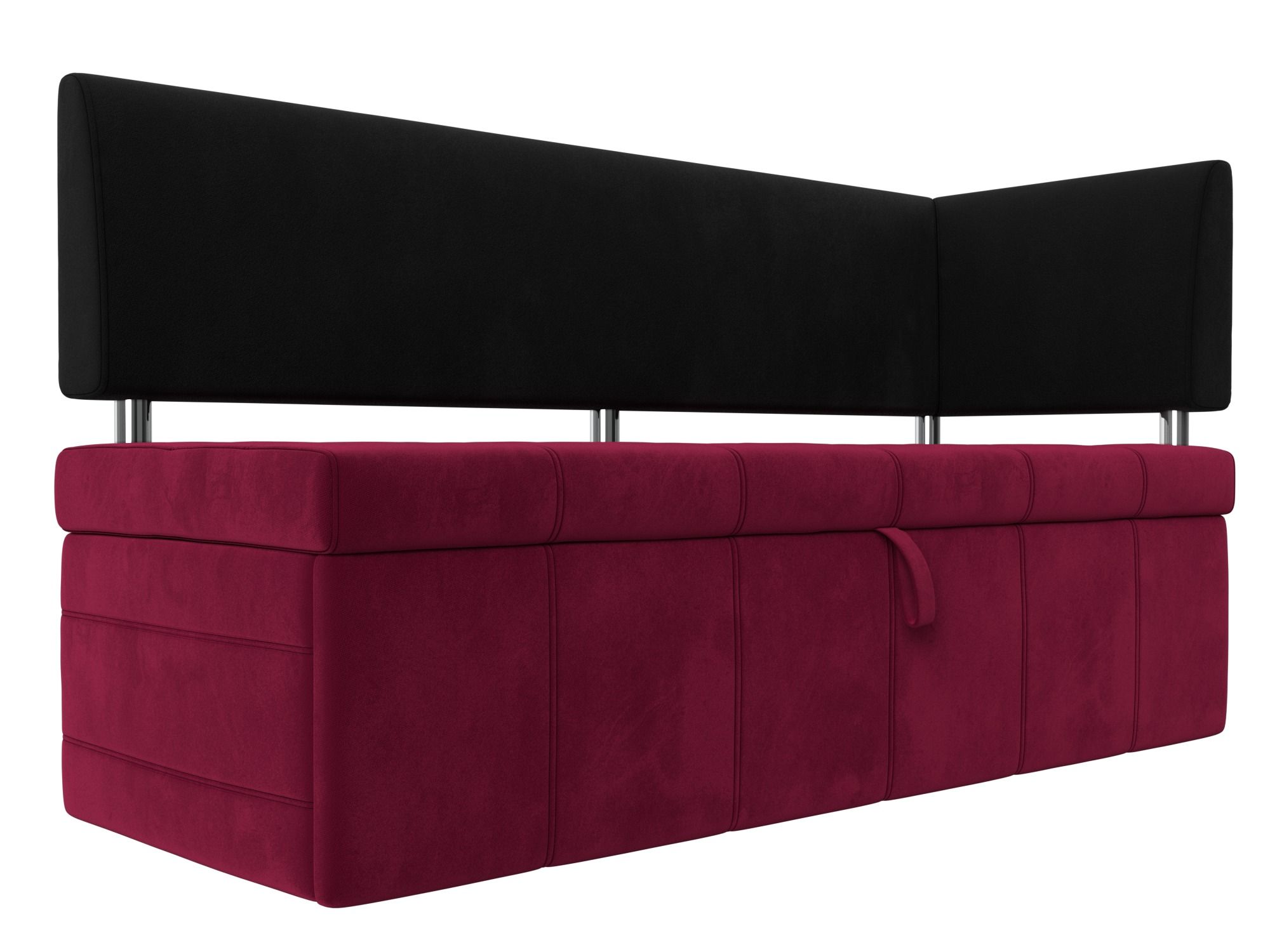 

Диван кухонный прямой Лига Диванов Стоун с углом правый бордовый, Диван кухонный прямой Стоун с углом правый