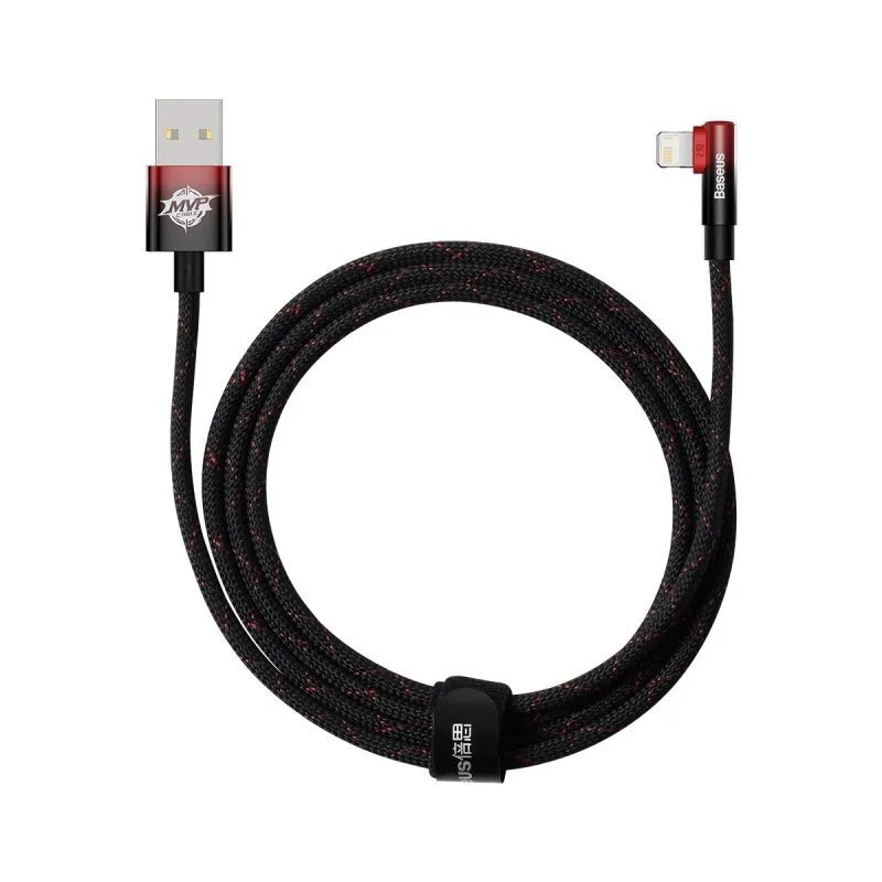 

Аксессуар Baseus MVP 2 Elbow-Shaped USB - Lightning 2.4A 2m Black-Red CAVP000120, CAVP000120