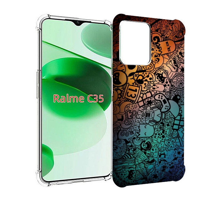 

Чехол MyPads стикеты в тени для Realme C35 / Narzo 50A Prime, Прозрачный, Tocco