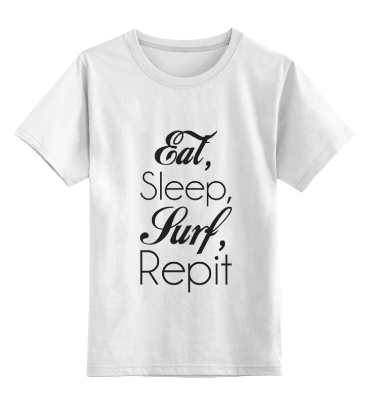 

Детская футболка классическая Printio Eat, sleep, surf, repit, р. 140, Белый, 0000000680285
