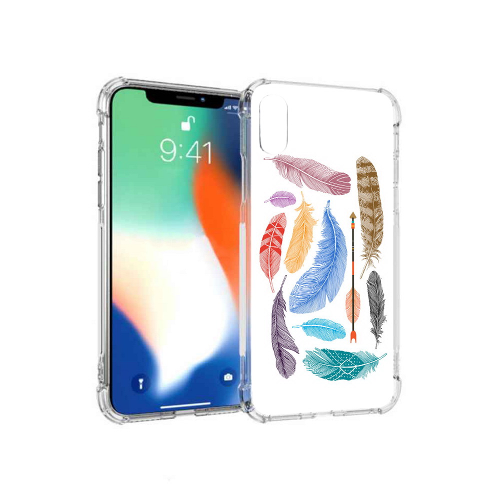 

Чехол MyPads Tocco для Apple iPhone XS Max разноцветные перья (PT117540.614.572), Прозрачный, Tocco