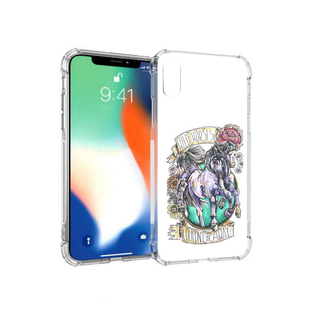 

Чехол MyPads Tocco для Apple iPhone XS Max рисунок коней в цветах (PT117540.614.582), Прозрачный, Tocco