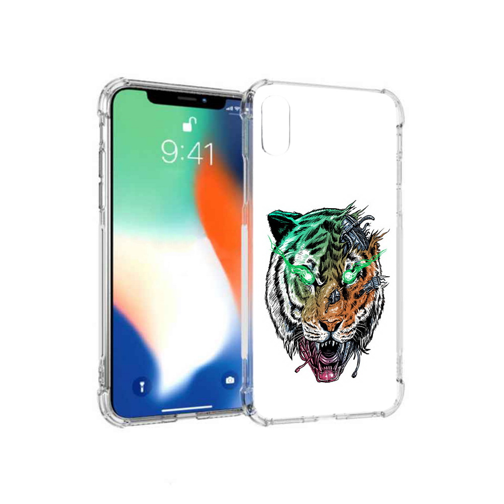 

Чехол MyPads Tocco для Apple iPhone XS Max робо-тигр (PT117540.614.584), Прозрачный, Tocco