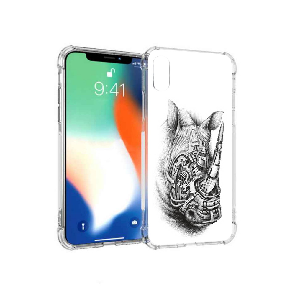 

Чехол MyPads Tocco для Apple iPhone XS Max стальной носорог (PT117540.614.620), Прозрачный, Tocco