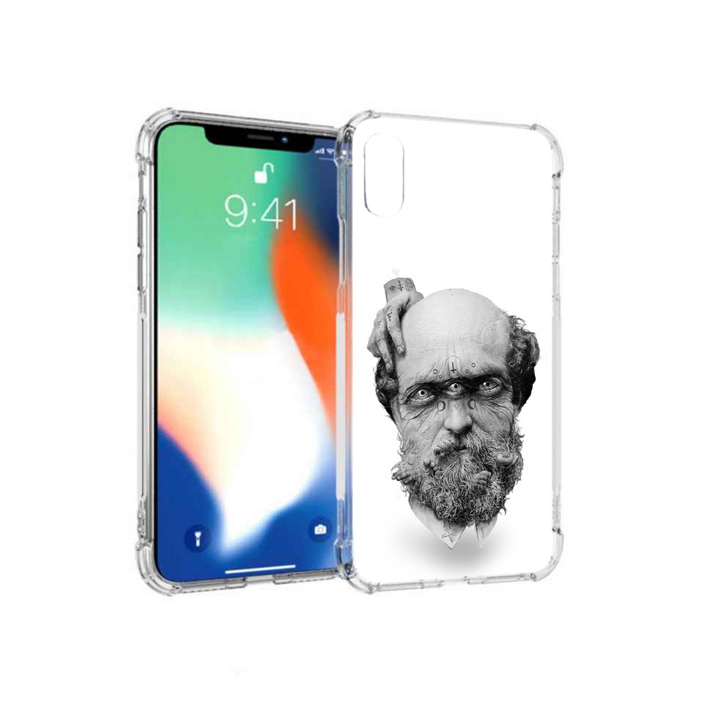 

Чехол MyPads Tocco для Apple iPhone XS Max страшный бородатый мужчина абстракция, Прозрачный, Tocco