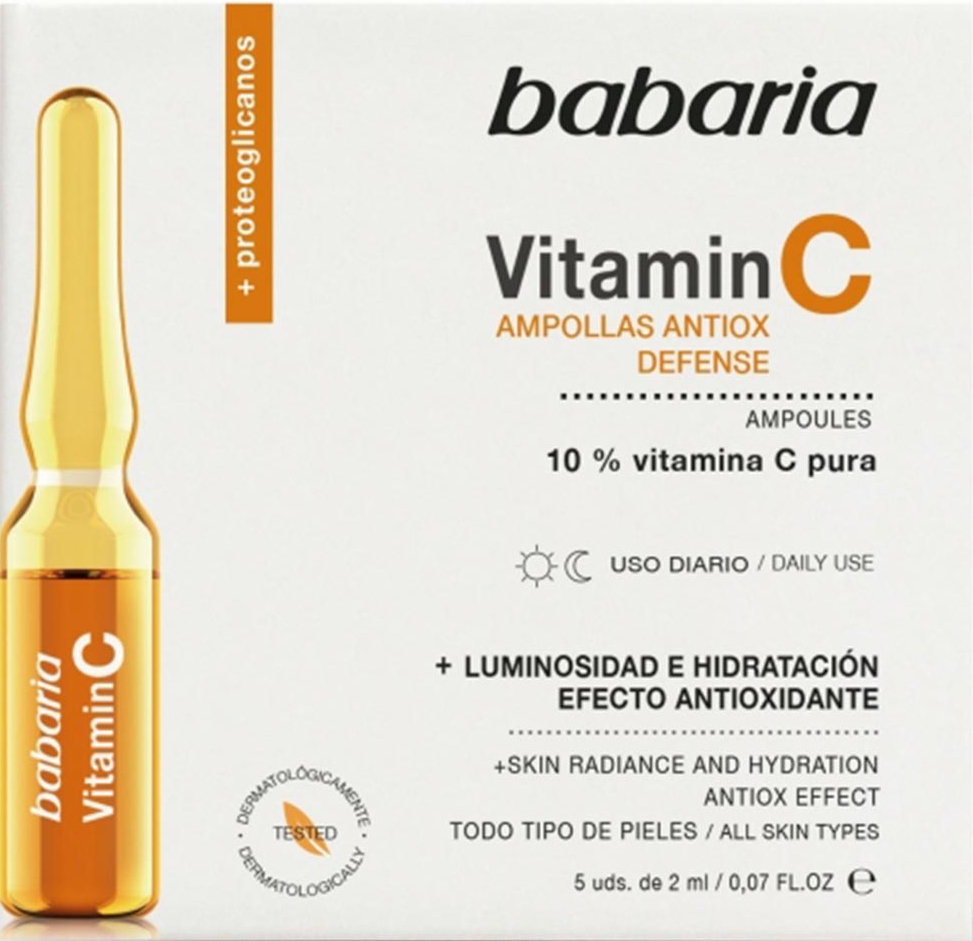 

Cыворотка для лица Babaria с чистым 10% Витамином С в ампулах 5шт х 2мл., Cыворотка для лица с чистым 10% Витамином С в ампулах. Антиоксидантный эффект. 5шт х 2мл.